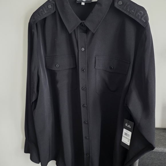 Karl Lagerfeld Paris Womens Plus Size Utility Shirt NWT - Picture 10 of 11
